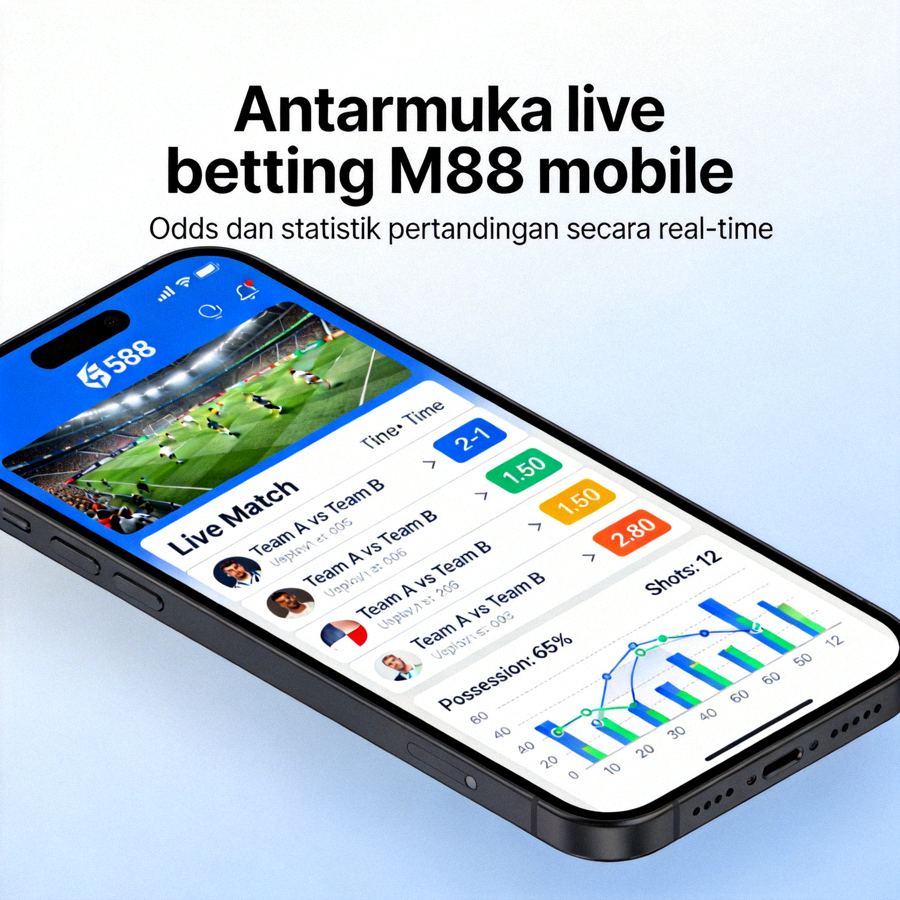 Antarmuka live betting M88 mobile - Odds dan statistik pertandingan secara real-time