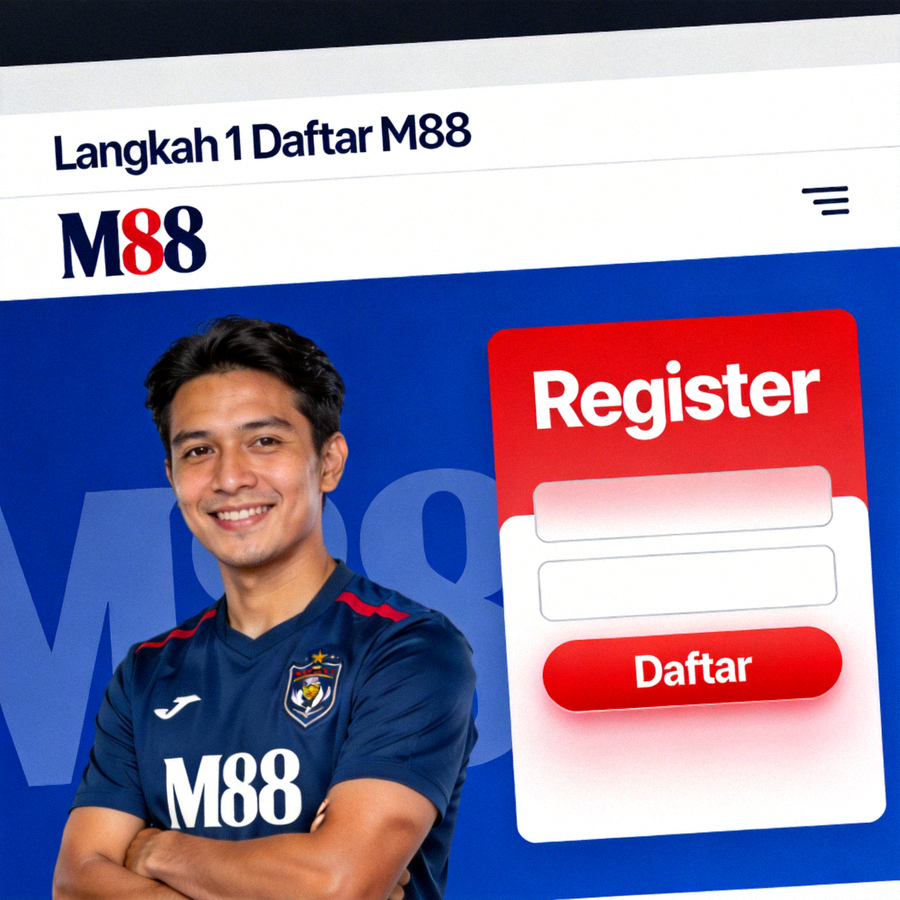Langkah 1 Daftar M88 - Halaman utama M88 dengan tombol register atau daftar yang ditandai