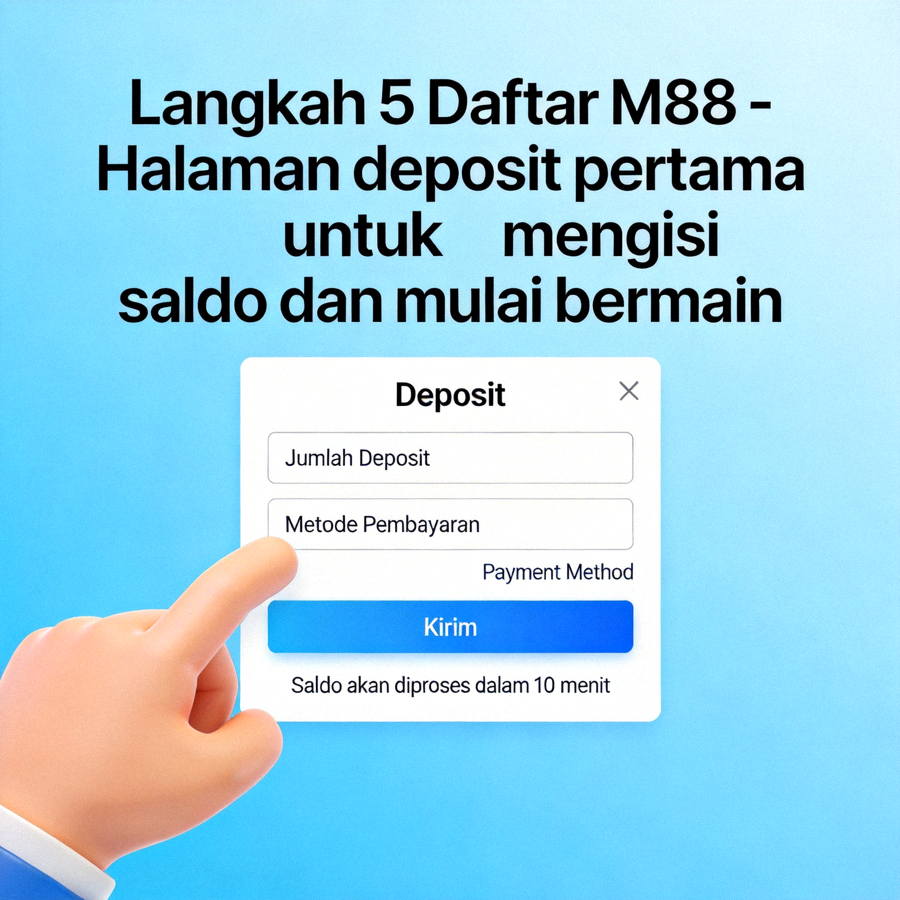 Langkah 5 Daftar M88 - Halaman deposit pertama untuk mengisi saldo dan mulai bermain
